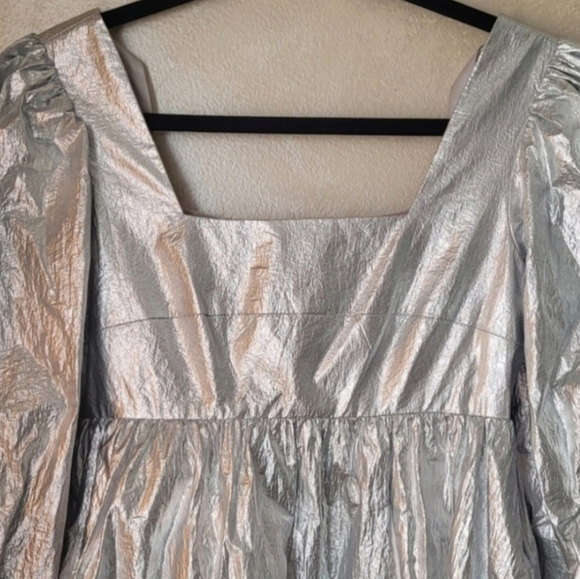 RACHEL ANTONOFF CHRISTA METALLIC SILVER DRESS - Picture 9 of 10